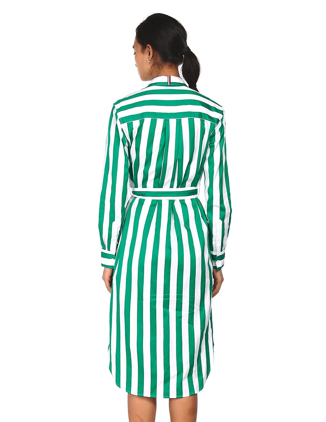 Buy Tommy Hilfiger Women Green And White Striped Shirt Dress - NNNOW.com