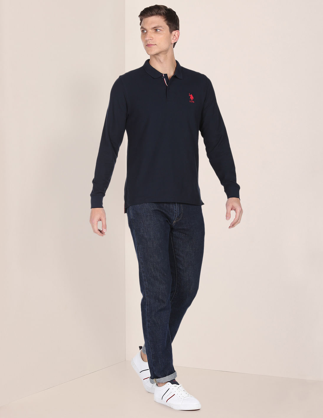 Buy U.S. Polo Assn. Long Sleeve Solid Pique Polo Shirt