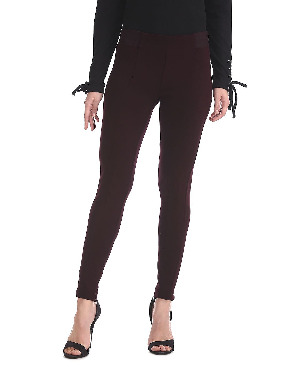 Buy Women Elasticized Waist Panelled Treggings online at NNNOW.com