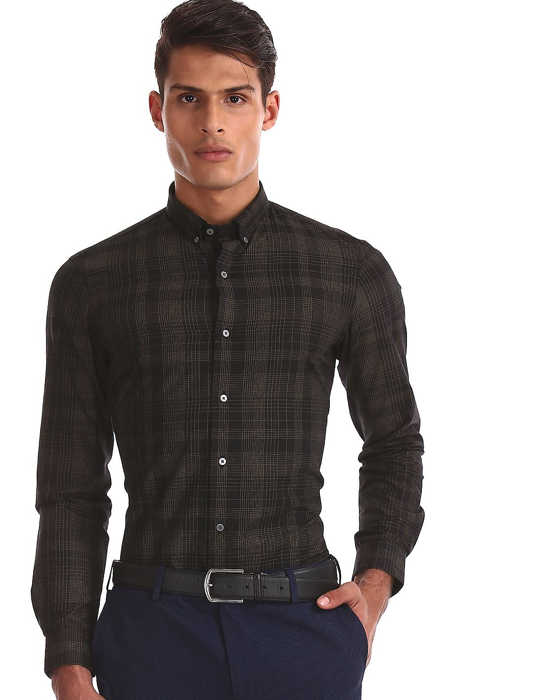 double cuff check shirt