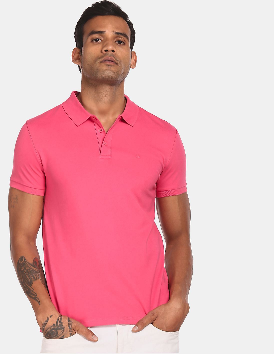 Buy Calvin Klein Men Pink Slim Fit Solid Pique Polo Shirt - NNNOW.com