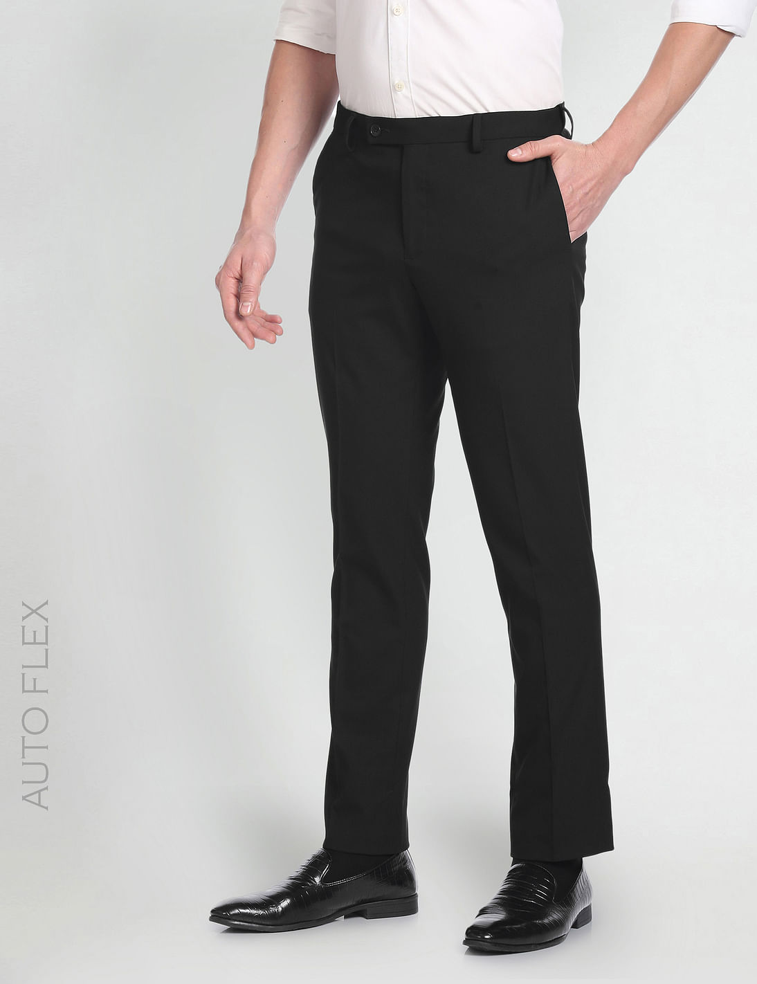 Buy Arrow Mid Rise Dobby Autoflex Trousers - NNNOW.com