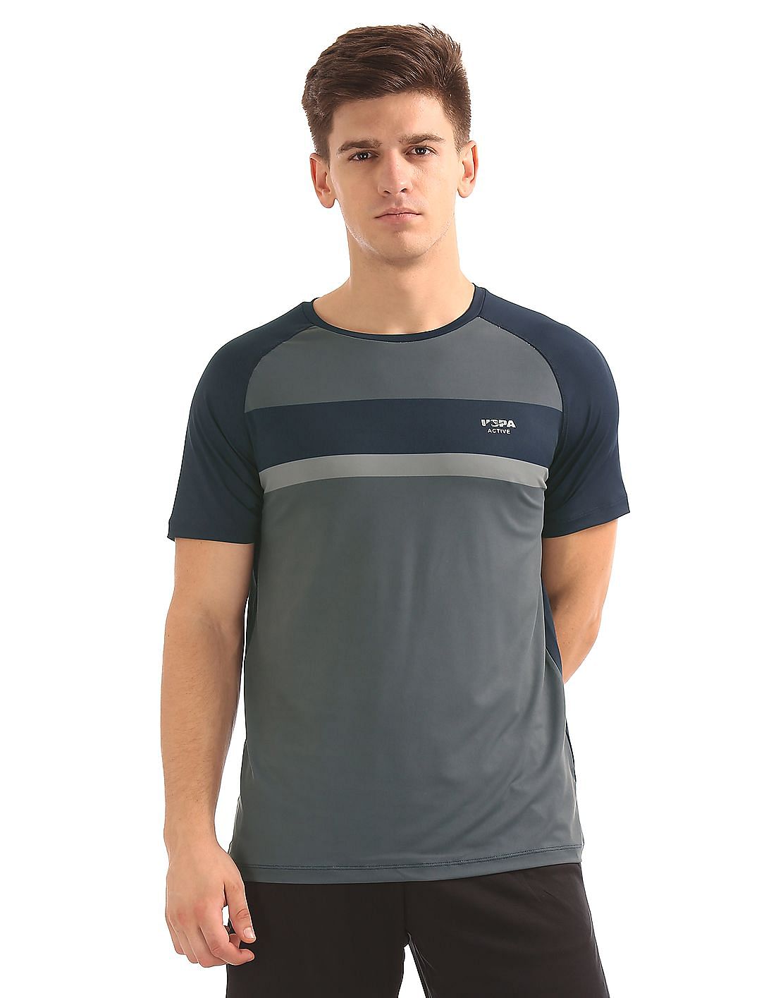 Buy USPA Active Men Colour Blocked Raglan Sleeve Active T-Shirt - NNNOW.com