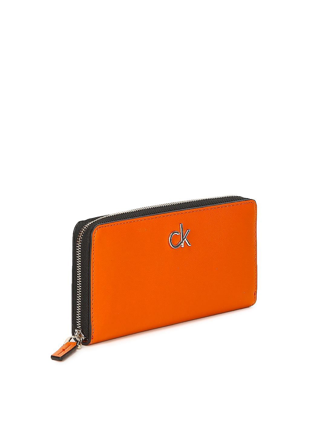 Buy Calvin Klein Women Orange Zip Around Logo Wallet - NNNOW.com