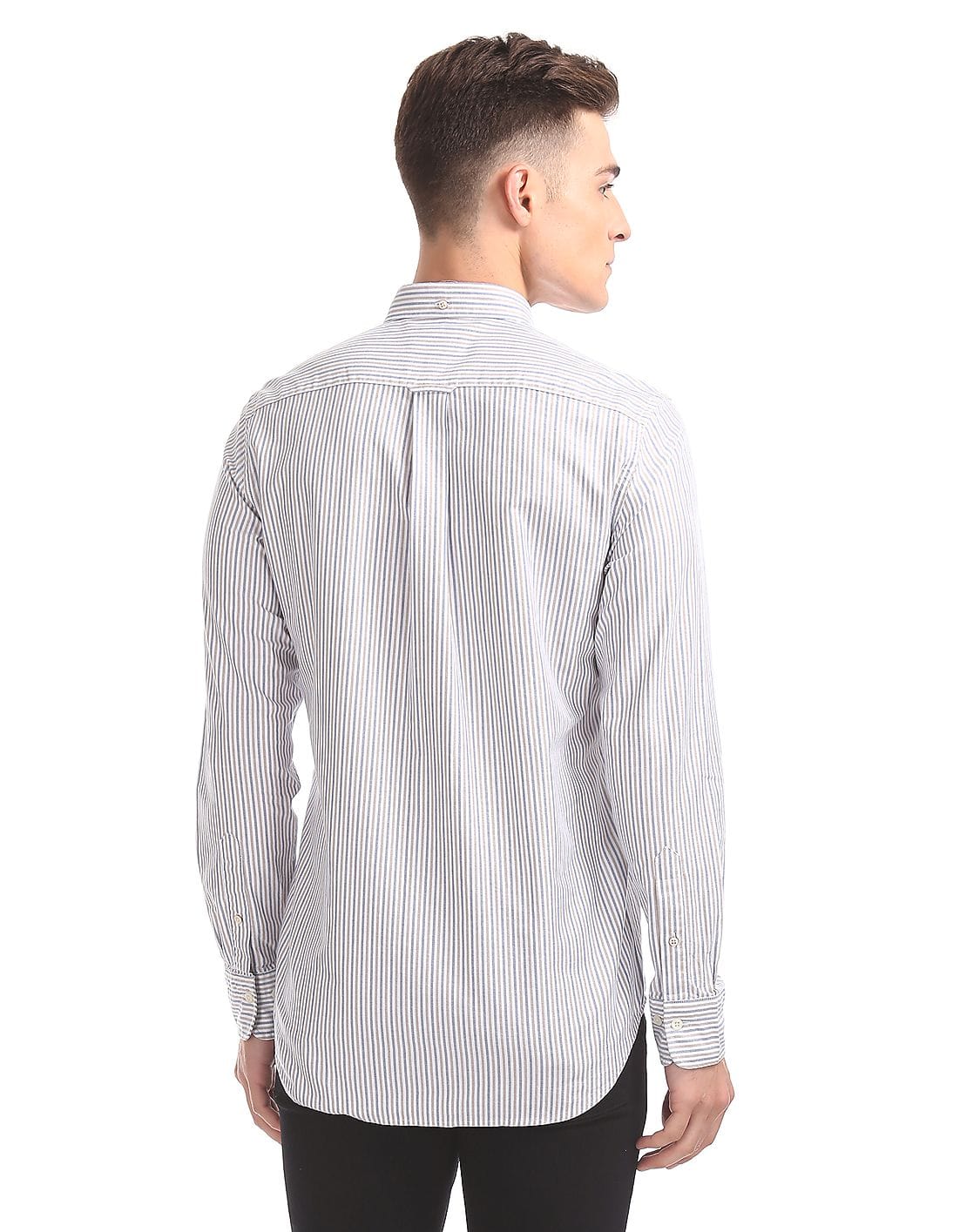 The Elizabeth Stripes Shirts, Mens Oxford Stripe Shirt Button Down Collar Office Or Casual, (Warming Red