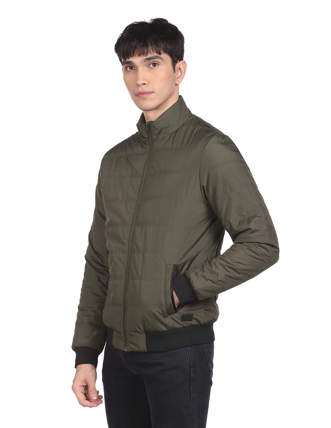 Buy Flying Machine High Neck Solid Padded Jacket - NNNOW.com