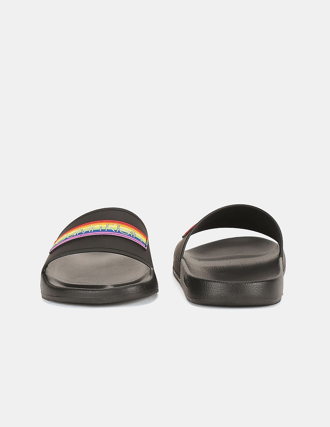 Buy Calvin Klein Men Black Amigo Pride Patch Logo Rubber Slides