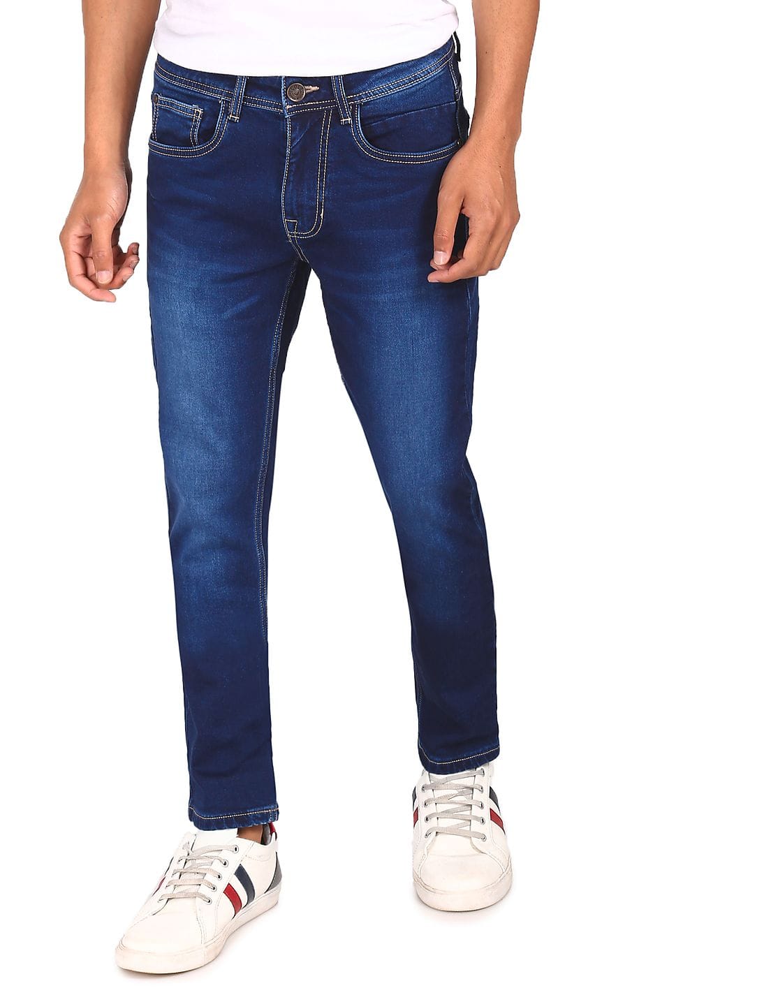 Buy Colt Men Blue Mid Rise Stone Wash 