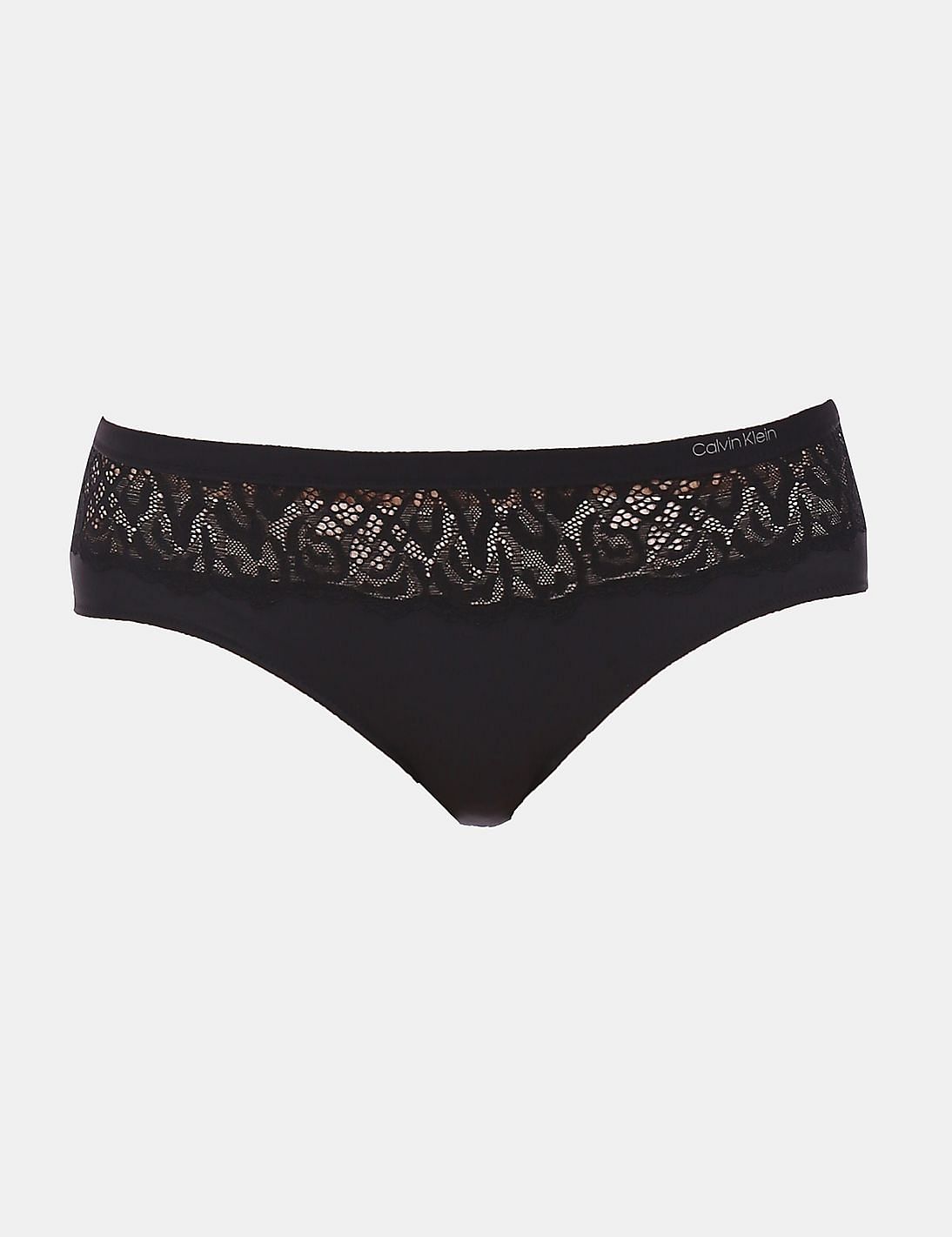 Buy Calvin Klein Underwear Women Black Elasticized Waist Lace Hipster  Panties - NNNOW.com