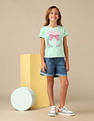 U.S. Polo Assn. Kids Girls Bow Print Relaxed Fit T-Shirt