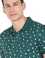AD by Arvind Geometric Print Cotton Polo Shirt
