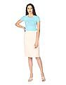 Aeropostale Women Aqua Cotton Brand Print T-Shirt