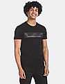 Calvin Klein Men Black Slim Fit Shiny Brand Logo T-Shirt