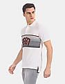 Aeropostale Men White Striped Chest Pique Polo Shirt
