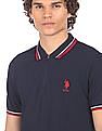 U.S. Polo Assn. Men Navy Striped Short Sleeve Polo T-shirt