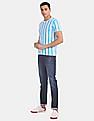 Aeropostale Blue And White Short Sleeve Vertical Stripe T-Shirt