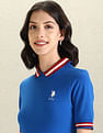 U.S. Polo Assn. Women Striped Collar Pique Polo Shirt