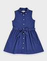 Tommy Hilfiger Kids Girls Cotton Button-Down Collar A-Line Dress
