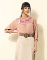 U.S. Polo Assn. Women Yoke Embroidered Frill Top