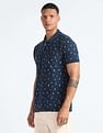Flying Machine Geometric Print Cotton Polo Shirt