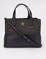Tommy Hilfiger Logo Brown Pu Handbag