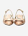 Cole Haan Beige Bow Accent Slingback Leather Kitten Heels