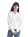 Aeropostale White Drawstring Hood Brand Print Sweatshirt