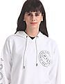 Aeropostale White Drawstring Hood Brand Print Sweatshirt