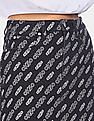 Calvin Klein Women Black Brand Print Denim Mini Skirt