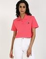 Tommy Hilfiger Solid Cropped-Fit Cotton Polo T-Shirt