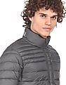U.S. Polo Assn. Men Grey High Neck Full Zip Solid Puffer Jacket