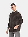 Tommy Hilfiger Men Black Allover Satin Windowpane Check Formal Shirt