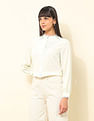 U.S. Polo Assn. Women Ruffle Neck Frill Solid Top