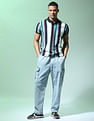 Flying Machine Vertical Stripe Cotton Polo Shirt