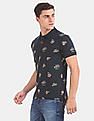 U.S. Polo Assn. Denim Co. Men Blue Allover Print Cotton Stretch Polo Shirt