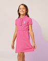 U.S. Polo Assn. Kids Girls Cinched Waist Polo Dress