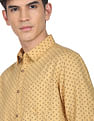 Flying Machine Herringbone Weave Geometric Print Shirt