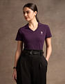 U.S. Polo Assn. Women V-Neck Polo Collar T-Shirt