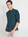 U.S. Polo Assn. Denim Co. Mandarin Collar Overdyed Solid Shirt