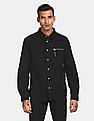 Calvin Klein Men Black Utility Zip Pocket Solid Casual Shirt