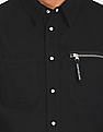 Calvin Klein Men Black Utility Zip Pocket Solid Casual Shirt