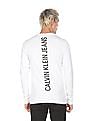 Calvin Klein Men White Long Sleeve Brand Print T-Shirt