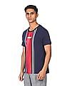 Aeropostale Men Navy Crew Neck Striped T-Shirt