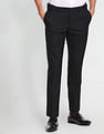 Arrow Check Pattern Weave Wool Blend Trousers