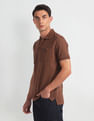 Arrow Sports Patterned Collar Solid Polo Shirt