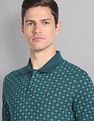 AD by Arvind Geometric Print Cotton Polo Shirt