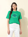 U.S. Polo Assn. Women Boxy Fit Brand Printed T-Shirt