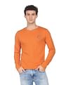 Flying Machine Long Sleeve Cotton Heathered T-Shirt