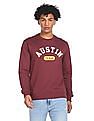 Aeropostale Men Burgundy Round Neck Graphic Print Sweatshirt