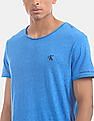 Calvin Klein Men Blue Round Neck Grindle Raw Edge T-Shirt